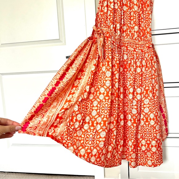 Free People Mid Summers Day Printed Halter Orange Tunic Top or Dress Size Small - Picture 5 of 8